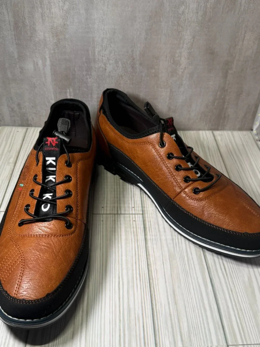 Men's Size 14 Narrow Casual Walking Shoes Brown Black Lace Up Comfort EU 49